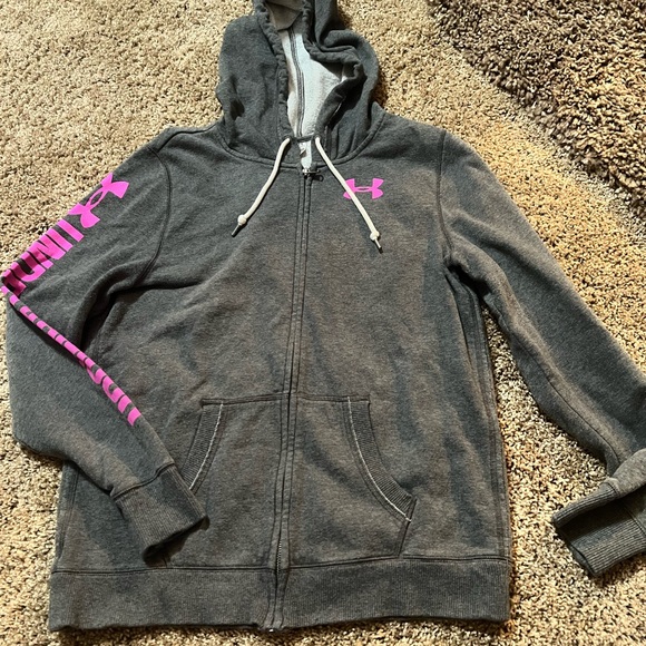 Under Armour Tops - Under Armour Women's Charcoal Hoodie with Pink Details